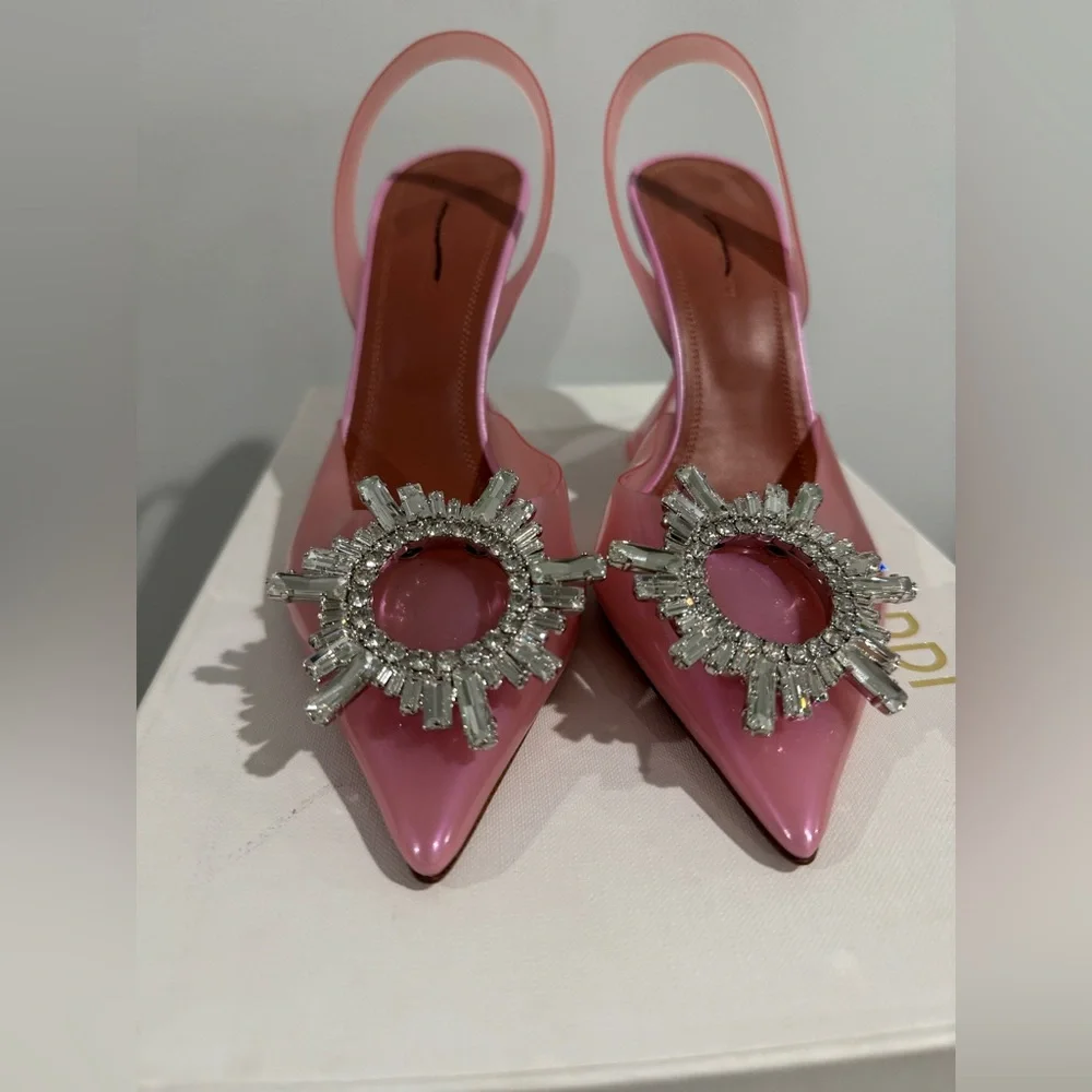 $1105 AMINA MUADDI
Begum sling crystal embellished pink pvc pumps size 36 - Picture 7 of 15